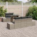 Havesofa Sæt med pude 6 pcs Grå polyrattan & Pulverlakeret stål