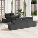 Havesofa Sæt 6 pcs Sort polyrattan & Pulverlakeret stål