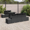 Havesofa Sæt 6 pcs Sort polyrattan & Pulverlakeret stål