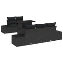 Havesofa Sæt 6 pcs Sort polyrattan & Pulverlakeret stål