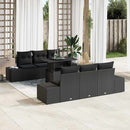 Havesofa Sæt 7 pcs Sort Poly Rattan og pulverlakeret stål