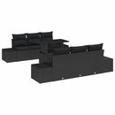 Havesofa Sæt 7 pcs Sort Poly Rattan og pulverlakeret stål