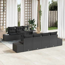 Havesofa Sæt 8 pcs Sort Poly Rattan og pulverlakeret stål
