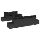 Havesofa Sæt 8 pcs Sort Poly Rattan og pulverlakeret stål