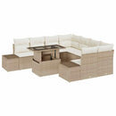 Havesofa Sæt med pude 9 pcs Beige og creme polyrattan
