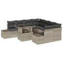 Havesofa Sæt med pude 9 pcs Lysegrå og mørkegrå polyrattan