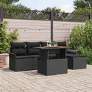 Havesofa Sæt med opbevaring 6 pcs Sort Poly rattan