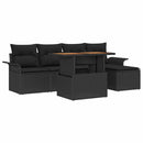 Havesofa Sæt med opbevaring 6 pcs Sort Poly rattan