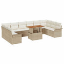Havesofa Sæt 9 stk. Beige Poly rattan