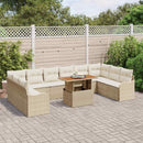 Havesofa Sæt 11 stk. Beige Poly rattan
