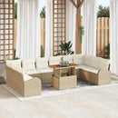 Havesofa Sæt 11 stk. Beige Poly rattan