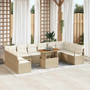Havesofa Sæt 11 stk. Beige Poly rattan
