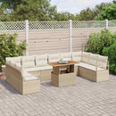 Havesofa Sæt 11 stk. Beige Poly rattan