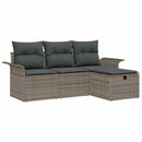 Havesofa Sæt med pude med opbevaring 4 pcs Grå polyrattan