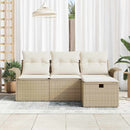 Havesofa Sæt 4 stk. Beige og creme polyrattan