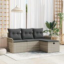 Havesofa Sæt 4 stk. Lysegrå polyrattan