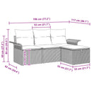 Havesofa Sæt med pude 4 pcs Brun og Rød polyrattan