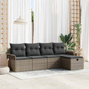 Havesofa Sæt med pude med opbevaring 5 pcs Grå polyrattan