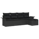 Havesofa Sæt med pude med opbevaring 5 pcs Sort polyrattan