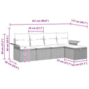 Havesofa Sæt med pude med opbevaring 5 pcs Sort polyrattan