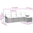 Havesofa Sæt med pude 5 pcs Sort og turkis polyrattan