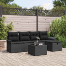 Havesofa Sæt med pude med opbevaring 6 pcs Sort polyrattan