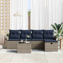 Havesofa Sæt med pude 6 pcs Grå og Marineblå polyrattan