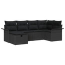 Havesofa Sæt med pude med opbevaring 6 pcs Sort polyrattan