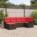 Havesofa Sæt med pude 6 pcs Brun og Rød polyrattan