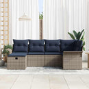 Havesofa Sæt med pude 6 pcs Grå og Marineblå polyrattan