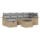 Havesofa Sæt 7 stk. Beige og lys grå polyrattan