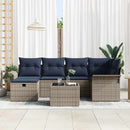 Havesofa Sæt med pude 7 pcs Grå og Marineblå polyrattan