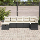 Havesofa Sæt med pude 7 pcs Sort og Cream polyrattan
