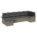 Havesofa Sæt med pude med opbevaring 7 pcs Grå polyrattan