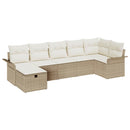 Havesofa Sæt med pude 7 pcs Beige og creme polyrattan