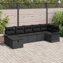 Havesofa Sæt med pude med opbevaring 7 pcs Sort polyrattan