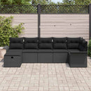 Havesofa Sæt med pude med opbevaring 7 pcs Sort polyrattan