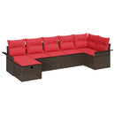Havesofa Sæt med pude 7 pcs Brun og Rød polyrattan