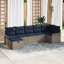 Havesofa Sæt med pude 7 pcs Grå og Marineblå polyrattan