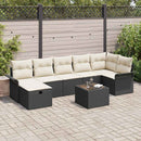 Havesofa Sæt med pude 8 pcs Sort og Cream polyrattan