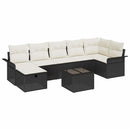 Havesofa Sæt med pude 8 pcs Sort og Cream polyrattan