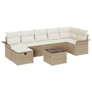 Havesofa Sæt med pude 8 pcs Beige og creme polyrattan