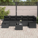 Havesofa Sæt med pude med opbevaring 8 pcs Sort polyrattan