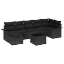 Havesofa Sæt med pude med opbevaring 8 pcs Sort polyrattan