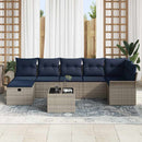 Havesofa Sæt med pude 8 pcs Grå og Marineblå polyrattan