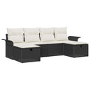 Havesofa Sæt med pude 6 pcs Sort og Cream polyrattan