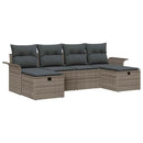 Havesofa Sæt med pude med opbevaring 6 pcs Grå polyrattan