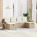 Havesofa Sæt med pude 6 pcs Beige og creme polyrattan