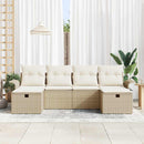 Havesofa Sæt med pude 6 pcs Beige og creme polyrattan