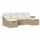 Havesofa Sæt med pude 6 pcs Beige og creme polyrattan